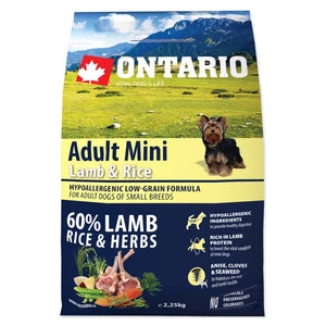 ONTARIO Adult Mini Lamb & Rice granule pro psy 1 ks, Hmotnost balení (g): 2,25 kg
