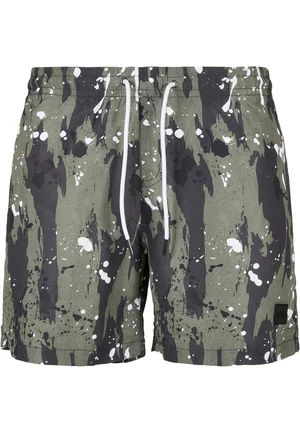 Patterned swimsuit shorts white polka dot camo aop