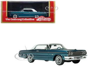 1964 Chevrolet Impala Lagoon Aqua Blue Metallic with Blue Interior and White Top Limited Edition to 200 pieces Worldwide 1/43 Model Car by Goldvarg C