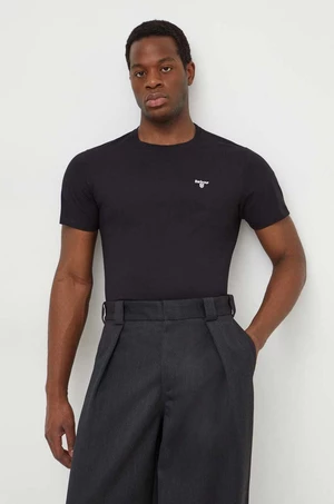 Bavlnené tričko Barbour čierna farba, jednofarebný, MTS0331