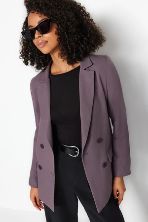 Trendyol Dark Gray Regular Lined Double Breasted Blazer with Closure