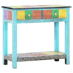 Hand Painted Console Table 31.5"x13.8"x29.5" Solid Mango Wood