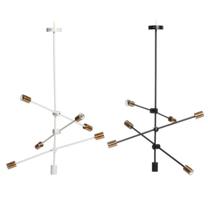 Nordic Style 6 Heads Flush Mount Ceiling Light Chandelier, Modern Minimalism Metal E26 E27 Base Pendant Ceiling Lamp Han