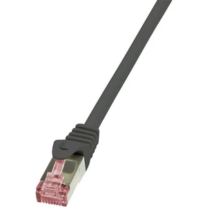 LogiLink CQ2083S RJ45 sieťové káble, prepojovacie káble CAT 6 S/FTP 7.50 m čierna samozhášavý, s ochranou 1 ks
