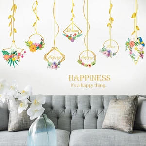 Miico SK9351 Metal Flower Hanging Basket Living Room Bedroom Background Decorative Wall Sticker