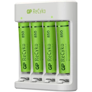 GP Batteries E411 + 4x ReCyko+ Micro nabíjačka na okrúhle akumulátory NiMH micro (AAA), mignon (AA)