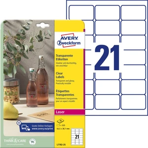 Avery-Zweckform L7782-25 etikety 63.5 x 38.1 mm prehľad produktov fólie  priehľadná 525 ks permanentné Fóliové etikety