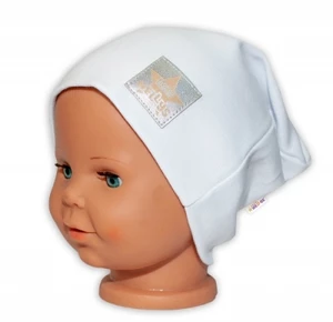 Baby Nellys Hand Made Dětská funkční čepice s dvojitým lemem - bílá, vel. 110 (4-5r)