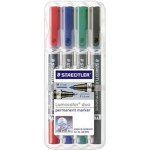Staedtler Lumocolor duo 348 WP4 permanentní popisovač , červená, modrá, zelená, černá