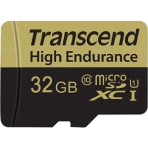 Paměťová karta microSDHC, 32 GB, Transcend High Endurance, Class 10, vč. SD adaptéru