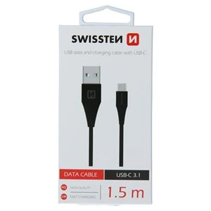 Datový kabel SWISSTEN USB / USB-C 3.1 (7mm) black 1,5m