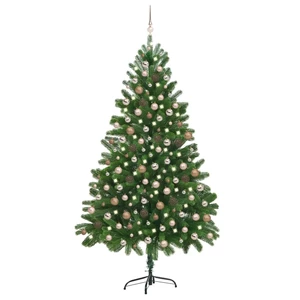 Artificial Christmas Tree,Xmas Pine Tree with 300 LEDs,Easy Assembly Christmas Tree with Metal Stand and 1100 Branch for