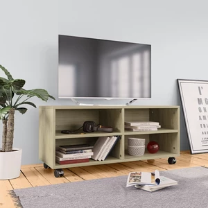 TV Cabinet with Castors Sonoma Oak 35.4"x13.8"x13.8" Chipboard