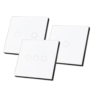 Aodu 433MHz White 1 2 3 Channel 86 Wall Touch Remote Control Switch Wireless RF Transmitter Tempered Glass Panel