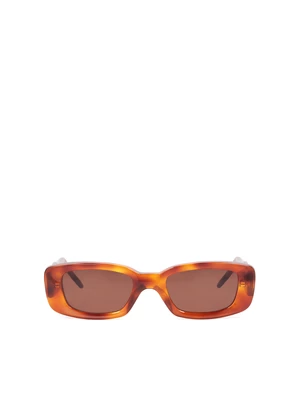 Podłużne okulary przeciwsłoneczne z brązową oprawką