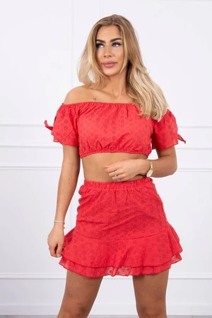 Red embroidered set