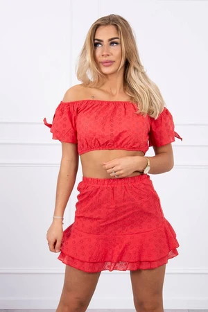 Red embroidered set