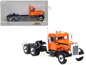 1955 Peterbilt 281 Truck Tractor Orange with Black Stripes 1/87 (HO) Scale Model Car by Brekina