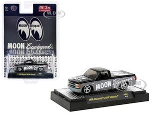 1990 Chevrolet C1500 Silverado Pickup Truck Black and Gray "Mooneyes Equipped" Limited Edition to 5500 pieces Worldwide 1/64 Diecast Model Car by M2