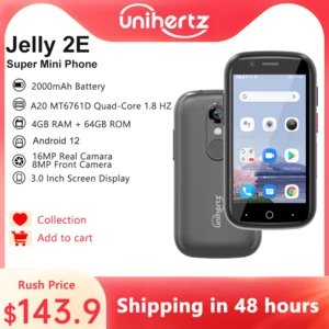 Unihertz Jelly 2E Super Mini Smartphone Android 12 Unlocked 4GB 64GB Mobile Phone 2000mAh 16MP 4g Cellphones