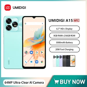 UMIDIGI A15 Ultra Thin Phone 6.7Inch HD+ Display 8GB+256GB 64MP Smartphone Android 13 Mobile Phone 20W Fast Charging 5000mAh NFC