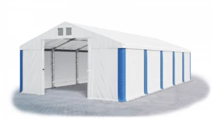 Garážový stan 6x10x3,5m střecha PVC 560g/m2 boky PVC 500g/m2 konstrukce ZIMA Bílá Bílá Modré