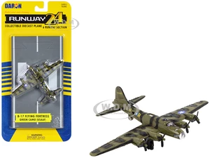 Boeing B-17 Flying Fortress Bomber Aircraft Olive Green Camouflage "United States Army Air Force" with Runway Section Diecast Model Airplane by Runwa