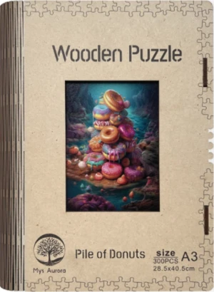 Dřevěné puzzle/Hromada donutů A3