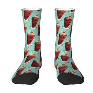 Chocolate Milkshake Pattern - Blue Sock Socks Men Women Polyester Stockings Customizable Hip Hop