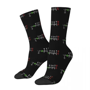 Motorcycle equipment Motorbike Heartbeat 1n23456 Men Women Socks Cycling Novelty Spring Summer Autumn Winter Stockings Gift