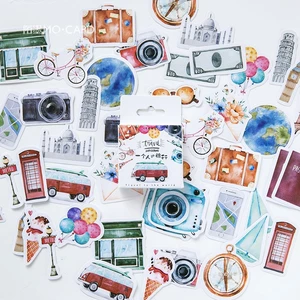 46 Pcs /Pack Travel Alone Mini Paper Sticker Decoration DIY Album Diary Scrapbooking Label Sticker Kawaii Stationery