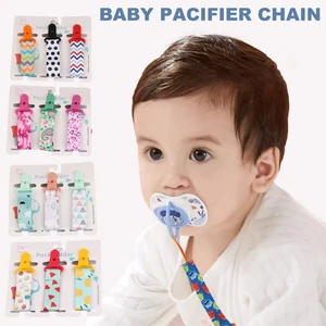 3pcs/pack Anti-lost Baby Pacifier Clip Cartoon Print Pacifier Chain Dummy Clip Nipple Holder Toy Pacifier Anti-lost Chain