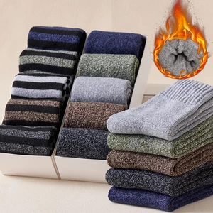 5 Pairs/Lot Men's Wool Socks Winter Casual Comfortable Mid-tube Thicken Winter Keep Warm Male High Quality