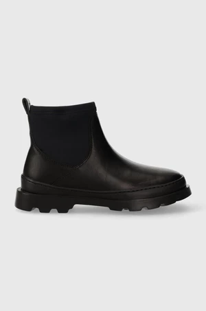 Kožené kotníkové boty Camper Brutus dámské, černá barva, na plochém podpatku, K400698.001