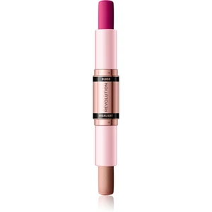 Makeup Revolution Blush & Highlight krémová tvářenka a rozjasňovač v tyčince odstín Sparkling Wine Shine 2x4,3 g
