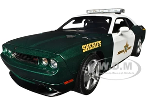2009 Dodge Challenger R/T Green and White "Broward County Sheriff" Limited Edition to 252 pieces Worldwide 1/18 Diecast Model Car by ACME