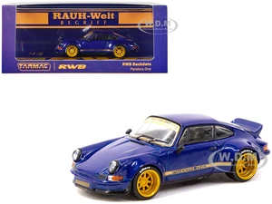 RWB Backdate "Pandora One" Blue Metallic with Yellow Stripes "Hobby64" Series 1/64 Diecast Model Car by Tarmac Works