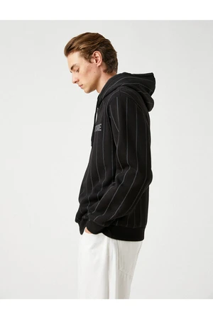 Koton Printed Striped Hoodie Sweatshirt