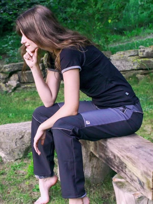 Dámské softshellové kalhoty s fleecem - šedo-černé