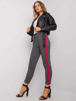 Women's dark grey striped trousers