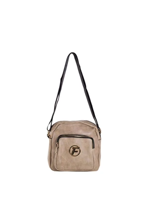 Beige small messenger bag on a wide strap