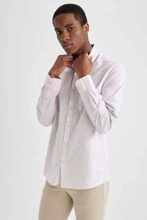 DEFACTO Slim Fit Polo Collar Poplin Long Sleeve Shirt