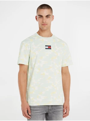 Light Green Mens Patterned T-Shirt Tommy Jeans - Men