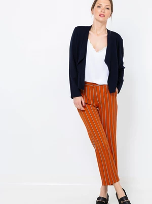 Orange Shortened Striped Trousers CAMAIEU - Women