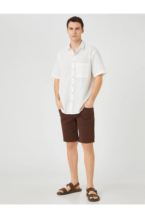 Koton Summer Shirt Short Sleeve Classic Collar Pocket Detailed