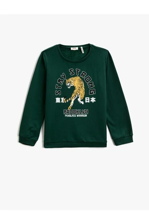Koton Sweatshirt Long Sleeve Printed Crew Neck