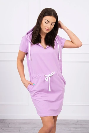 Tied dress with a hood of purple color