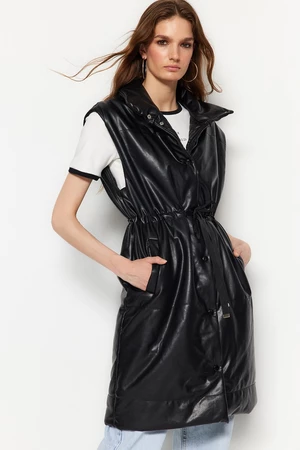 Trendyol Black Belted Imitation Leather Inflatable Vest
