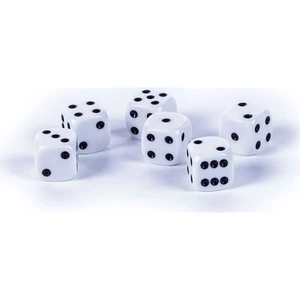 Bílé hrací kostky 6 ks 13 x 13 mm