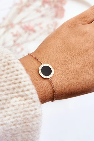 Ladies Bracelet Celebrity Black Circle Rose Gold